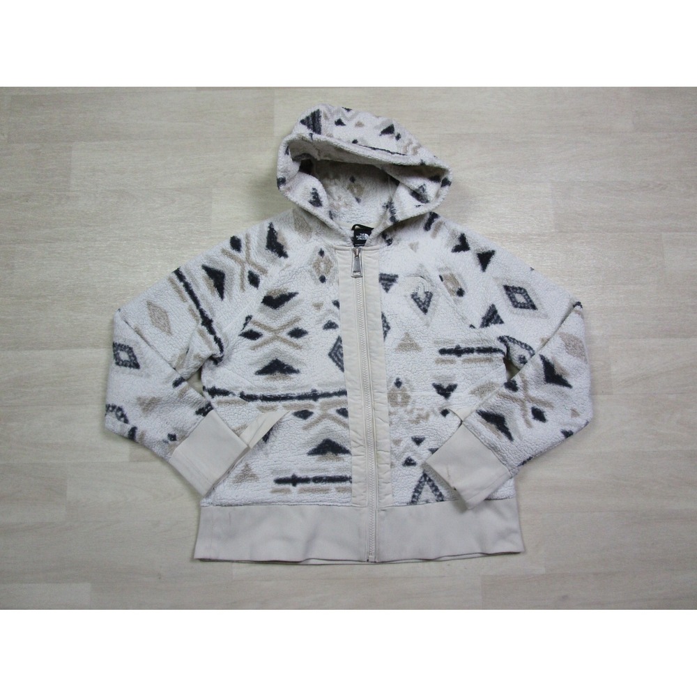 Women's The North Face Campshire Hooded‎ Fleece Full Zip Aztec AOP Jacket Large